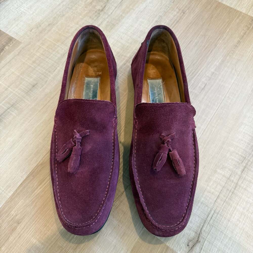 Fairfax & Favor Men’s Bedingfeld Tassel Loafers - Plum Suede Size 43 / US 10
